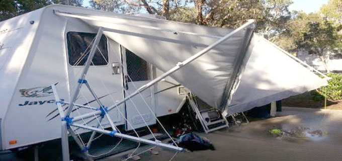 Caravan Awning Damaged In A Storm